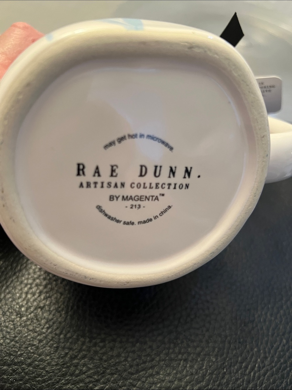 Rae Dunn Cream Ceramic Mug with Blue Floral and 'calm' Script - Picture 4 of 5